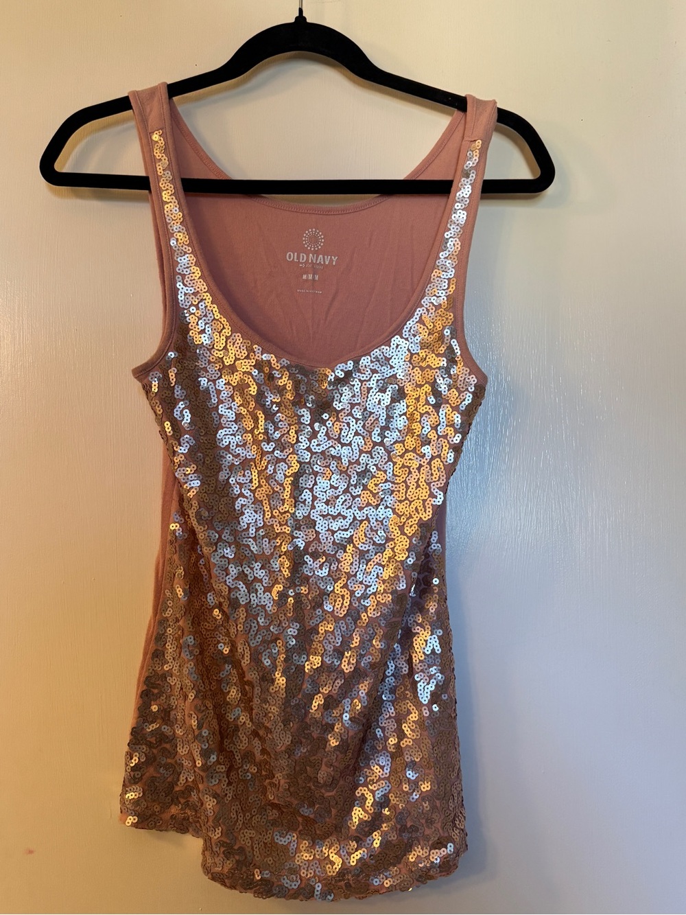 Old Navy Pink Sequin Scoop Neck Tank